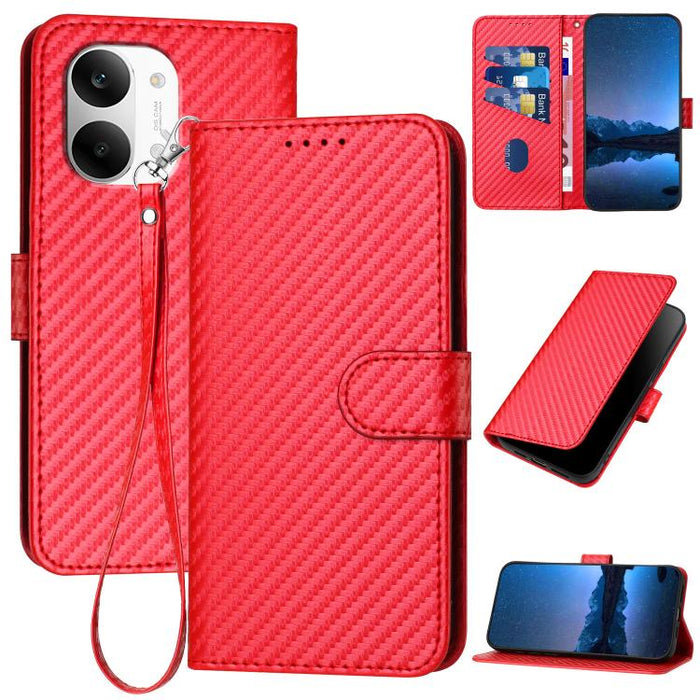 YX0070 Funda de teléfono de cuero con hebilla de fibra de carbono y cordón, For Redmi A7 Pro 4G / 5G 171mm / Poco C85x 5G, For Redmi Turbo 5 Max / Poco X8 Pro Max, For Redmi Turbo 5 5G / Poco X8 Pro 5G, For Redmi Note 15 4G / 5G 164mm / Poco M8 5G     ...