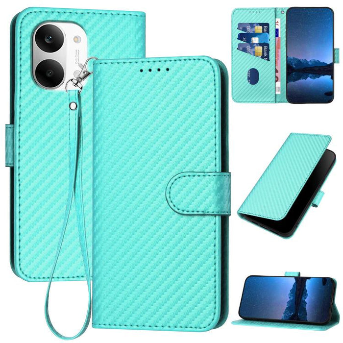 YX0070 Funda de teléfono de cuero con hebilla de fibra de carbono y cordón, For Redmi A7 Pro 4G / 5G 171mm / Poco C85x 5G, For Redmi Turbo 5 Max / Poco X8 Pro Max, For Redmi Turbo 5 5G / Poco X8 Pro 5G, For Redmi Note 15 4G / 5G 164mm / Poco M8 5G     ...