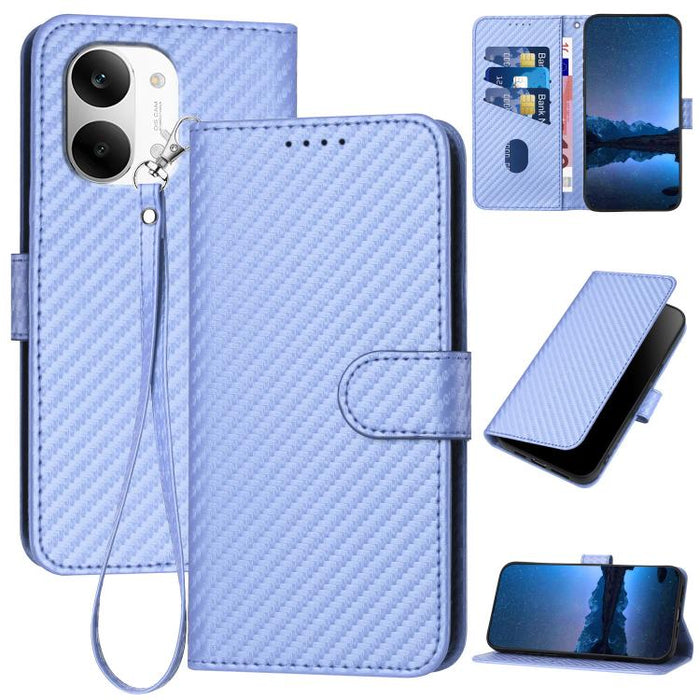 YX0070 Funda de teléfono de cuero con hebilla de fibra de carbono y cordón, For Redmi A7 Pro 4G / 5G 171mm / Poco C85x 5G, For Redmi Turbo 5 Max / Poco X8 Pro Max, For Redmi Turbo 5 5G / Poco X8 Pro 5G, For Redmi Note 15 4G / 5G 164mm / Poco M8 5G     ...