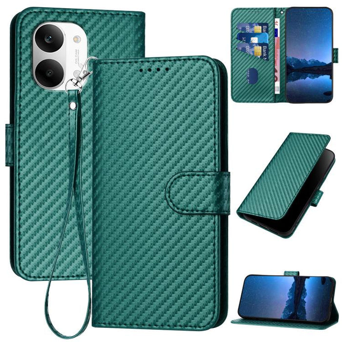 YX0070 Funda de teléfono de cuero con hebilla de fibra de carbono y cordón, For Redmi A7 Pro 4G / 5G 171mm / Poco C85x 5G, For Redmi Turbo 5 Max / Poco X8 Pro Max, For Redmi Turbo 5 5G / Poco X8 Pro 5G, For Redmi Note 15 4G / 5G 164mm / Poco M8 5G     ...
