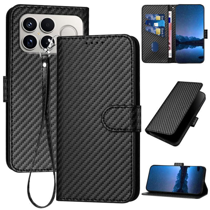 YX0070 Funda de teléfono de cuero con hebilla de fibra de carbono y cordón, For Redmi A7 Pro 4G / 5G 171mm / Poco C85x 5G, For Redmi Turbo 5 Max / Poco X8 Pro Max, For Redmi Turbo 5 5G / Poco X8 Pro 5G, For Redmi Note 15 4G / 5G 164mm / Poco M8 5G     ...