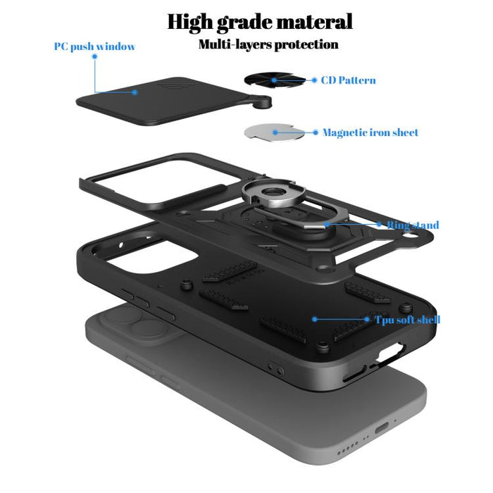Caja híbrida del teléfono de la PC del diseño TPU de la cubierta de la cámara deslizante, For Xiaomi 17T Pro 5G, For Xiaomi 17T 5G, For Xiaomi Poco X8 Pro Max 5G, For Xiaomi Poco X8 Pro 5G, For Xiaomi 17 Ultra, For Xiaomi 17 Pro Max                    ...