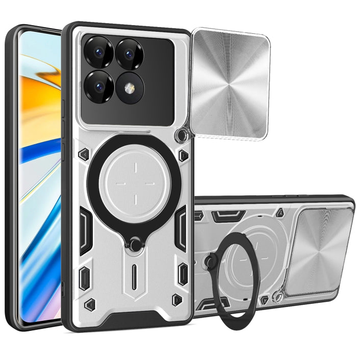 Caja del teléfono del soporte magnético del Camshield deslizante de la textura del CD, For Xiaomi Poco X8 Pro 5G, For Xiaomi Poco M7 4G 169mm, For Xiaomi 15T Pro 5G, For Xiaomi 15T 5G, For Xiaomi Poco F7, For Xiaomi 15 Ultra                            ...