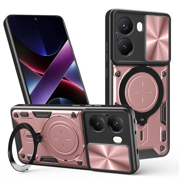 Caja del teléfono del soporte magnético del Camshield deslizante de la textura del CD, For Xiaomi Poco X8 Pro 5G, For Xiaomi Poco M7 4G 169mm, For Xiaomi 15T Pro 5G, For Xiaomi 15T 5G, For Xiaomi Poco F7, For Xiaomi 15 Ultra                            ...