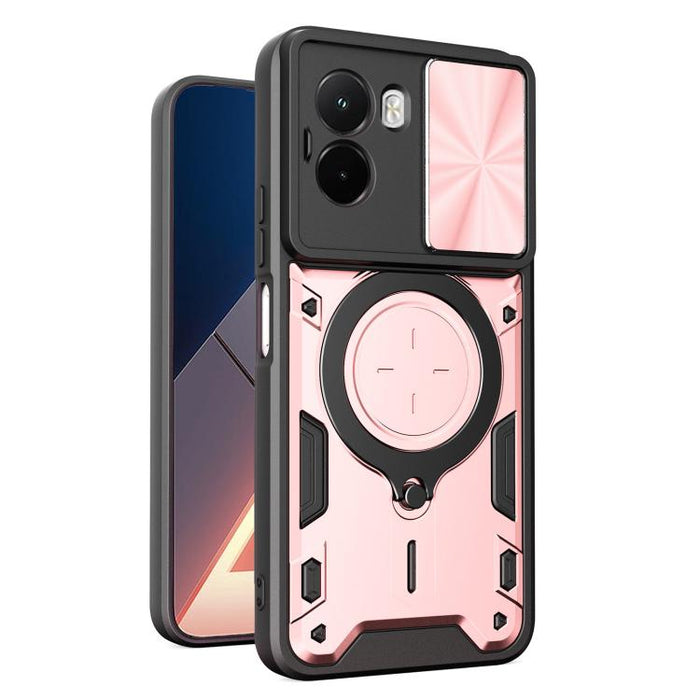 Caja del teléfono del soporte magnético del Camshield deslizante de la textura del CD, For Xiaomi Poco X8 Pro 5G, For Xiaomi Poco M7 4G 169mm, For Xiaomi 15T Pro 5G, For Xiaomi 15T 5G, For Xiaomi Poco F7, For Xiaomi 15 Ultra                            ...