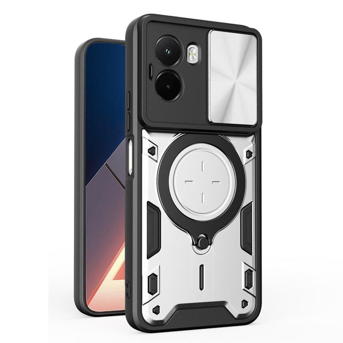 Caja del teléfono del soporte magnético del Camshield deslizante de la textura del CD, For Xiaomi Poco X8 Pro 5G, For Xiaomi Poco M7 4G 169mm, For Xiaomi 15T Pro 5G, For Xiaomi 15T 5G, For Xiaomi Poco F7, For Xiaomi 15 Ultra                            ...