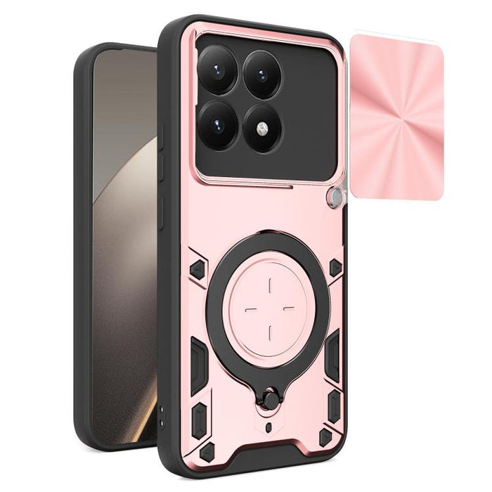 Caja del teléfono del soporte magnético del Camshield deslizante de la textura del CD, For Xiaomi Poco X8 Pro 5G, For Xiaomi Poco M7 4G 169mm, For Xiaomi 15T Pro 5G, For Xiaomi 15T 5G, For Xiaomi Poco F7, For Xiaomi 15 Ultra                            ...