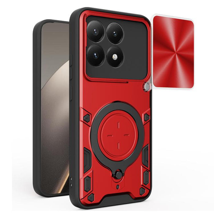 Caja del teléfono del soporte magnético del Camshield deslizante de la textura del CD, For Xiaomi Poco X8 Pro 5G, For Xiaomi Poco M7 4G 169mm, For Xiaomi 15T Pro 5G, For Xiaomi 15T 5G, For Xiaomi Poco F7, For Xiaomi 15 Ultra                            ...