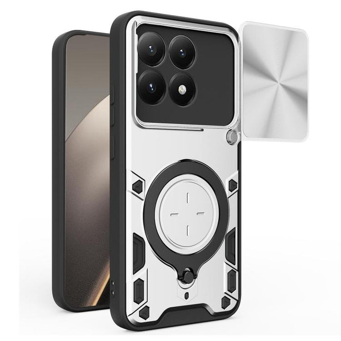 Caja del teléfono del soporte magnético del Camshield deslizante de la textura del CD, For Xiaomi Poco X8 Pro 5G, For Xiaomi Poco M7 4G 169mm, For Xiaomi 15T Pro 5G, For Xiaomi 15T 5G, For Xiaomi Poco F7, For Xiaomi 15 Ultra                            ...
