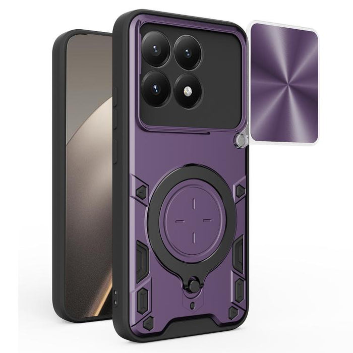 Caja del teléfono del soporte magnético del Camshield deslizante de la textura del CD, For Xiaomi Poco X8 Pro 5G, For Xiaomi Poco M7 4G 169mm, For Xiaomi 15T Pro 5G, For Xiaomi 15T 5G, For Xiaomi Poco F7, For Xiaomi 15 Ultra                            ...
