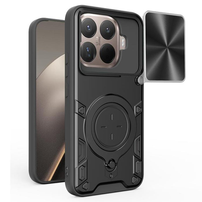 Caja del teléfono del soporte magnético del Camshield deslizante de la textura del CD, For Xiaomi Poco X8 Pro 5G, For Xiaomi Poco M7 4G 169mm, For Xiaomi 15T Pro 5G, For Xiaomi 15T 5G, For Xiaomi Poco F7, For Xiaomi 15 Ultra                            ...