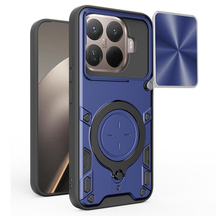 Caja del teléfono del soporte magnético del Camshield deslizante de la textura del CD, For Xiaomi Poco X8 Pro 5G, For Xiaomi Poco M7 4G 169mm, For Xiaomi 15T Pro 5G, For Xiaomi 15T 5G, For Xiaomi Poco F7, For Xiaomi 15 Ultra                            ...