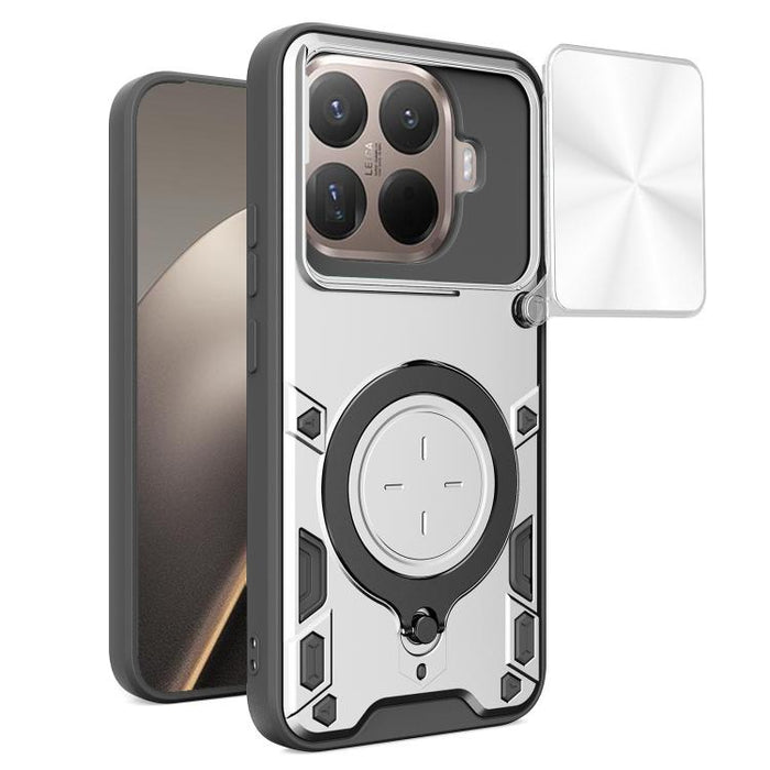 Caja del teléfono del soporte magnético del Camshield deslizante de la textura del CD, For Xiaomi Poco X8 Pro 5G, For Xiaomi Poco M7 4G 169mm, For Xiaomi 15T Pro 5G, For Xiaomi 15T 5G, For Xiaomi Poco F7, For Xiaomi 15 Ultra                            ...