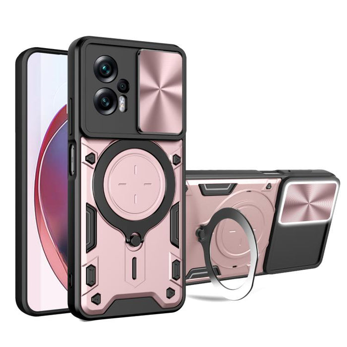 Caja del teléfono del soporte magnético del Camshield deslizante de la textura del CD, For Xiaomi Poco X8 Pro 5G, For Xiaomi Poco M7 4G 169mm, For Xiaomi 15T Pro 5G, For Xiaomi 15T 5G, For Xiaomi Poco F7, For Xiaomi 15 Ultra                            ...