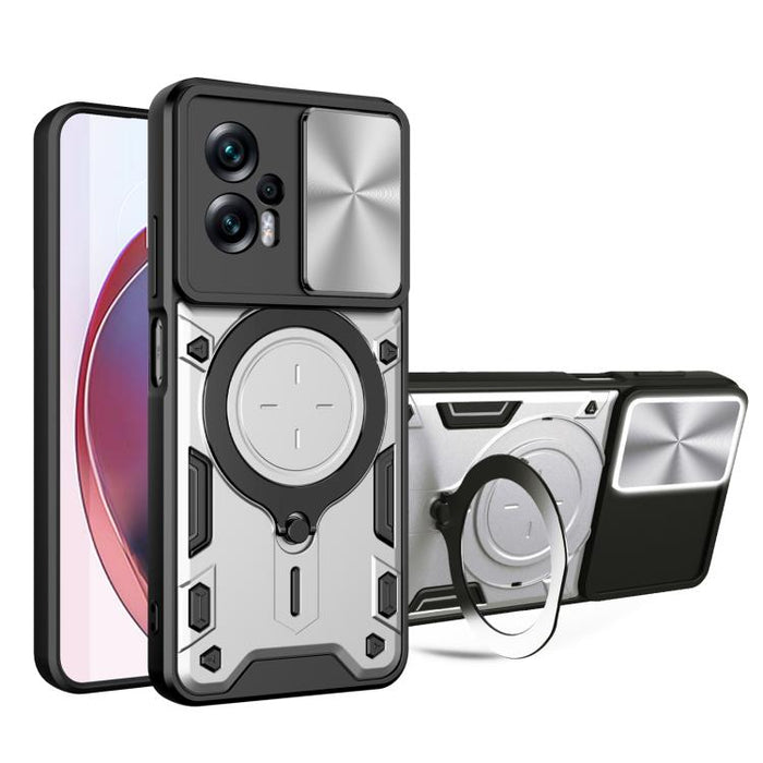 Caja del teléfono del soporte magnético del Camshield deslizante de la textura del CD, For Xiaomi Poco X8 Pro 5G, For Xiaomi Poco M7 4G 169mm, For Xiaomi 15T Pro 5G, For Xiaomi 15T 5G, For Xiaomi Poco F7, For Xiaomi 15 Ultra                            ...