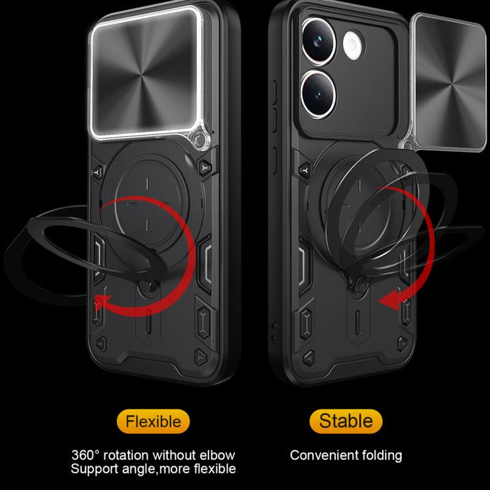 Caja del teléfono del soporte magnético del Camshield deslizante de la textura del CD, For Xiaomi Poco X8 Pro 5G, For Xiaomi Poco M7 4G 169mm, For Xiaomi 15T Pro 5G, For Xiaomi 15T 5G, For Xiaomi Poco F7, For Xiaomi 15 Ultra                            ...