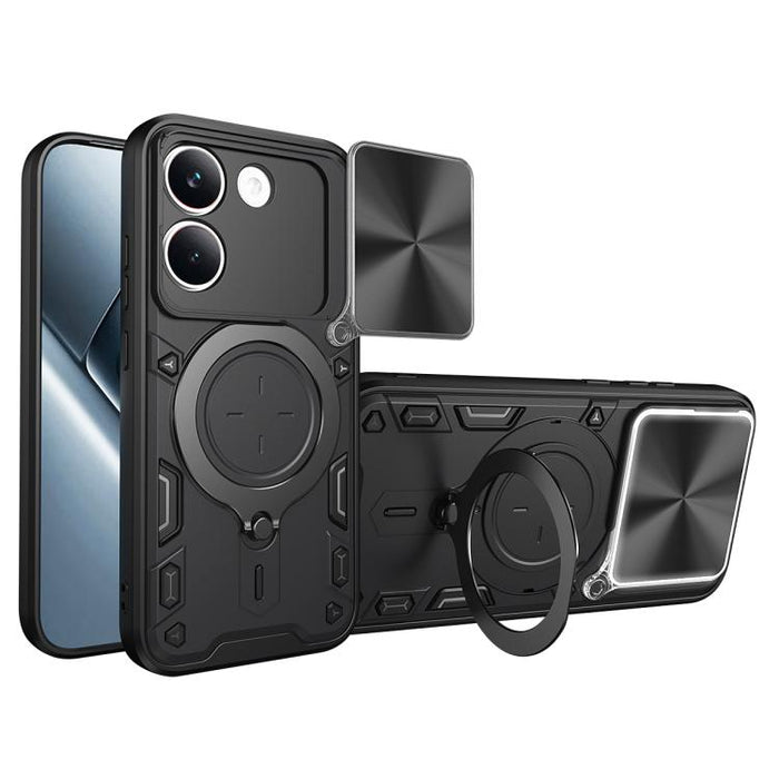 Caja del teléfono del soporte magnético del Camshield deslizante de la textura del CD, For Xiaomi Poco X8 Pro 5G, For Xiaomi Poco M7 4G 169mm, For Xiaomi 15T Pro 5G, For Xiaomi 15T 5G, For Xiaomi Poco F7, For Xiaomi 15 Ultra                            ...