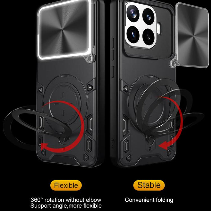 Caja del teléfono del soporte magnético del Camshield deslizante de la textura del CD, For Xiaomi Poco X8 Pro 5G, For Xiaomi Poco M7 4G 169mm, For Xiaomi 15T Pro 5G, For Xiaomi 15T 5G, For Xiaomi Poco F7, For Xiaomi 15 Ultra                            ...
