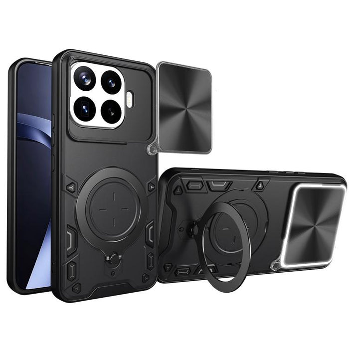 Caja del teléfono del soporte magnético del Camshield deslizante de la textura del CD, For Xiaomi Poco X8 Pro 5G, For Xiaomi Poco M7 4G 169mm, For Xiaomi 15T Pro 5G, For Xiaomi 15T 5G, For Xiaomi Poco F7, For Xiaomi 15 Ultra                            ...