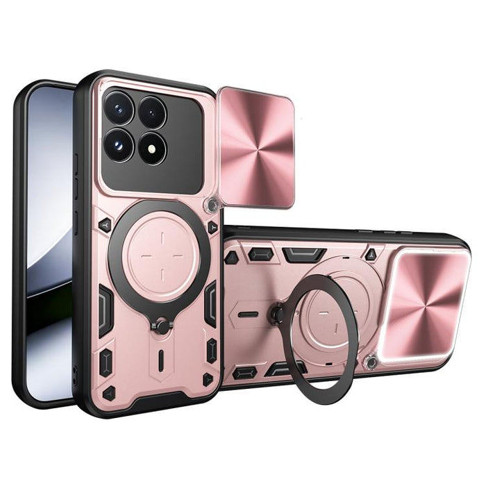 Caja del teléfono del soporte magnético del Camshield deslizante de la textura del CD, For Xiaomi Poco X8 Pro 5G, For Xiaomi Poco M7 4G 169mm, For Xiaomi 15T Pro 5G, For Xiaomi 15T 5G, For Xiaomi Poco F7, For Xiaomi 15 Ultra                            ...