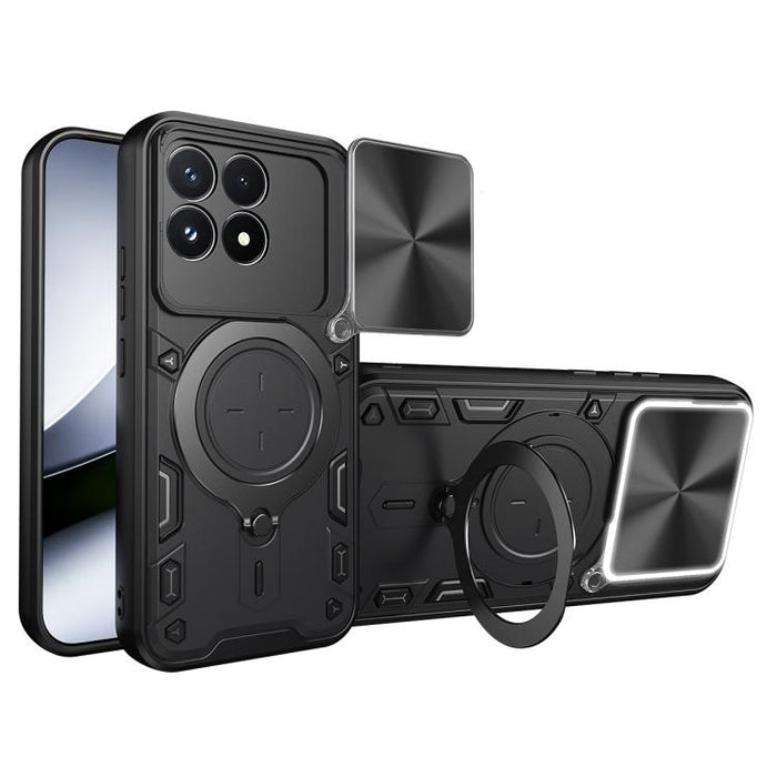 Caja del teléfono del soporte magnético del Camshield deslizante de la textura del CD, For Xiaomi Poco X8 Pro 5G, For Xiaomi Poco M7 4G 169mm, For Xiaomi 15T Pro 5G, For Xiaomi 15T 5G, For Xiaomi Poco F7, For Xiaomi 15 Ultra                            ...