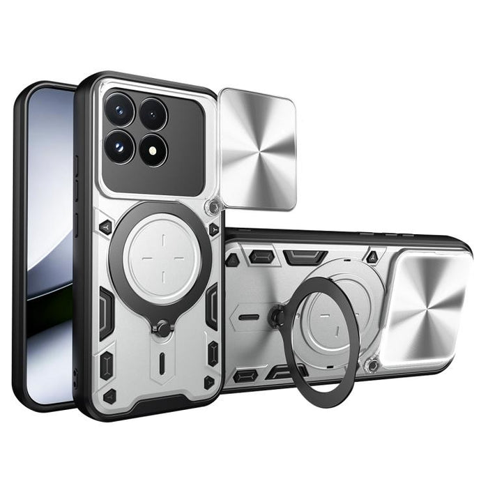 Caja del teléfono del soporte magnético del Camshield deslizante de la textura del CD, For Xiaomi Poco X8 Pro 5G, For Xiaomi Poco M7 4G 169mm, For Xiaomi 15T Pro 5G, For Xiaomi 15T 5G, For Xiaomi Poco F7, For Xiaomi 15 Ultra                            ...