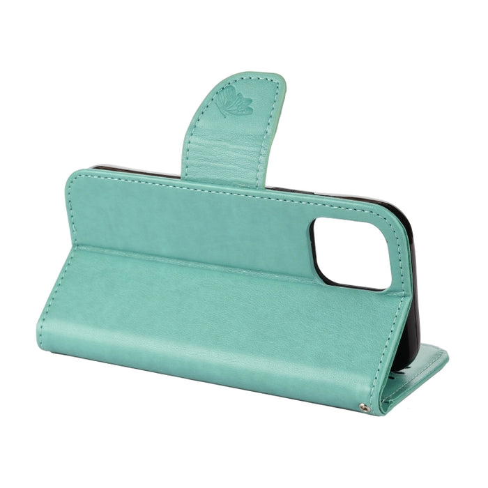 Estuche de cuero con tapa horizontal con patrón de flores de mariposa con soporte y ranuras para tarjetas y billetera, For iPhone 12 mini, For iPhone 12 / 12 Pro, For iPhone 12 Pro Max