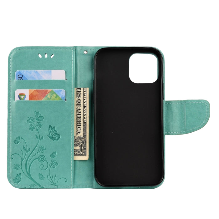 Estuche de cuero con tapa horizontal con patrón de flores de mariposa con soporte y ranuras para tarjetas y billetera, For iPhone 12 mini, For iPhone 12 / 12 Pro, For iPhone 12 Pro Max