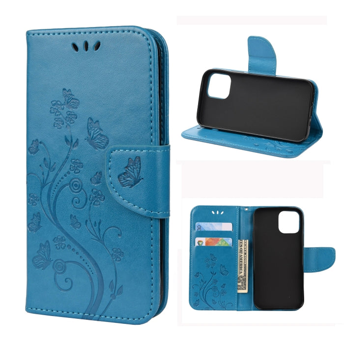 Estuche de cuero con tapa horizontal con patrón de flores de mariposa con soporte y ranuras para tarjetas y billetera, For iPhone 12 mini, For iPhone 12 / 12 Pro, For iPhone 12 Pro Max