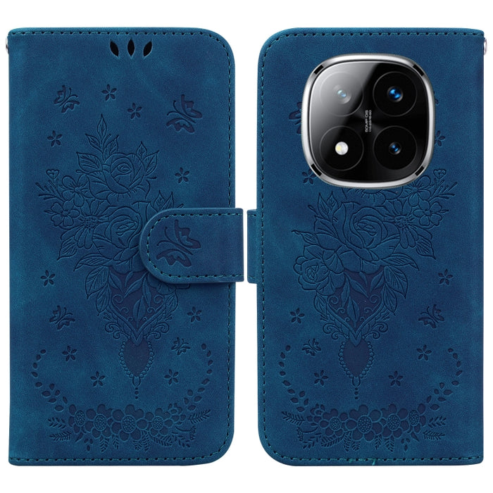 Funda para teléfono de cuero con relieve de mariposa y rosa, For Redmi A7 Pro 4G / 5G 171mm / Poco C85x 5G, For Redmi Turbo 5 Max 5G / Poco X8 Pro Max 5G, For Redmi Turbo 5 5G / Poco X8 Pro 5G, For Redmi Note 15 Pro+ 5G 163.3mm / Poco M8 Pro 5G        ...