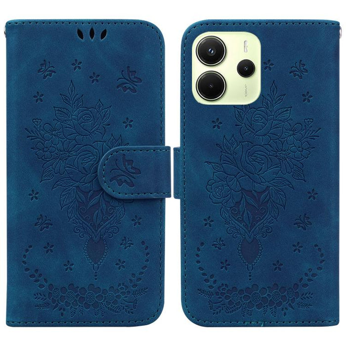 Funda para teléfono de cuero con relieve de mariposa y rosa, For Redmi A7 Pro 4G / 5G 171mm / Poco C85x 5G, For Redmi Turbo 5 Max 5G / Poco X8 Pro Max 5G, For Redmi Turbo 5 5G / Poco X8 Pro 5G, For Redmi Note 15 Pro+ 5G 163.3mm / Poco M8 Pro 5G        ...