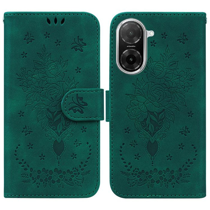 Funda para teléfono de cuero con relieve de mariposa y rosa, For Redmi A7 Pro 4G / 5G 171mm / Poco C85x 5G, For Redmi Turbo 5 Max 5G / Poco X8 Pro Max 5G, For Redmi Turbo 5 5G / Poco X8 Pro 5G, For Redmi Note 15 Pro+ 5G 163.3mm / Poco M8 Pro 5G        ...