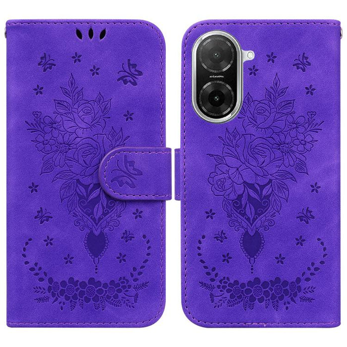 Funda para teléfono de cuero con relieve de mariposa y rosa, For Redmi A7 Pro 4G / 5G 171mm / Poco C85x 5G, For Redmi Turbo 5 Max 5G / Poco X8 Pro Max 5G, For Redmi Turbo 5 5G / Poco X8 Pro 5G, For Redmi Note 15 Pro+ 5G 163.3mm / Poco M8 Pro 5G        ...