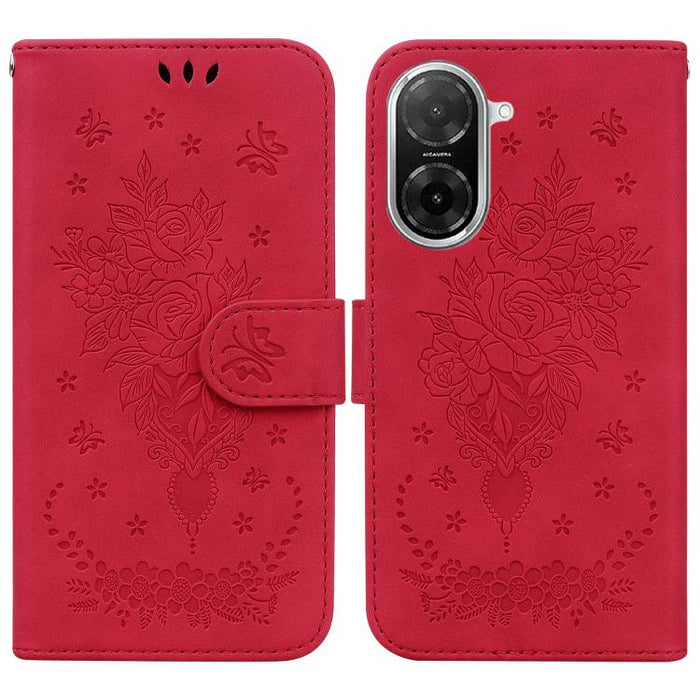 Funda para teléfono de cuero con relieve de mariposa y rosa, For Redmi A7 Pro 4G / 5G 171mm / Poco C85x 5G, For Redmi Turbo 5 Max 5G / Poco X8 Pro Max 5G, For Redmi Turbo 5 5G / Poco X8 Pro 5G, For Redmi Note 15 Pro+ 5G 163.3mm / Poco M8 Pro 5G        ...