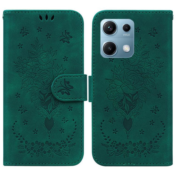 Funda para teléfono de cuero con relieve de mariposa y rosa, For Redmi A7 Pro 4G / 5G 171mm / Poco C85x 5G, For Redmi Turbo 5 Max 5G / Poco X8 Pro Max 5G, For Redmi Turbo 5 5G / Poco X8 Pro 5G, For Redmi Note 15 Pro+ 5G 163.3mm / Poco M8 Pro 5G        ...