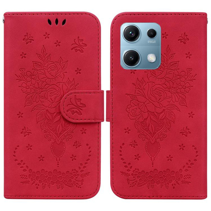 Funda para teléfono de cuero con relieve de mariposa y rosa, For Redmi A7 Pro 4G / 5G 171mm / Poco C85x 5G, For Redmi Turbo 5 Max 5G / Poco X8 Pro Max 5G, For Redmi Turbo 5 5G / Poco X8 Pro 5G, For Redmi Note 15 Pro+ 5G 163.3mm / Poco M8 Pro 5G        ...