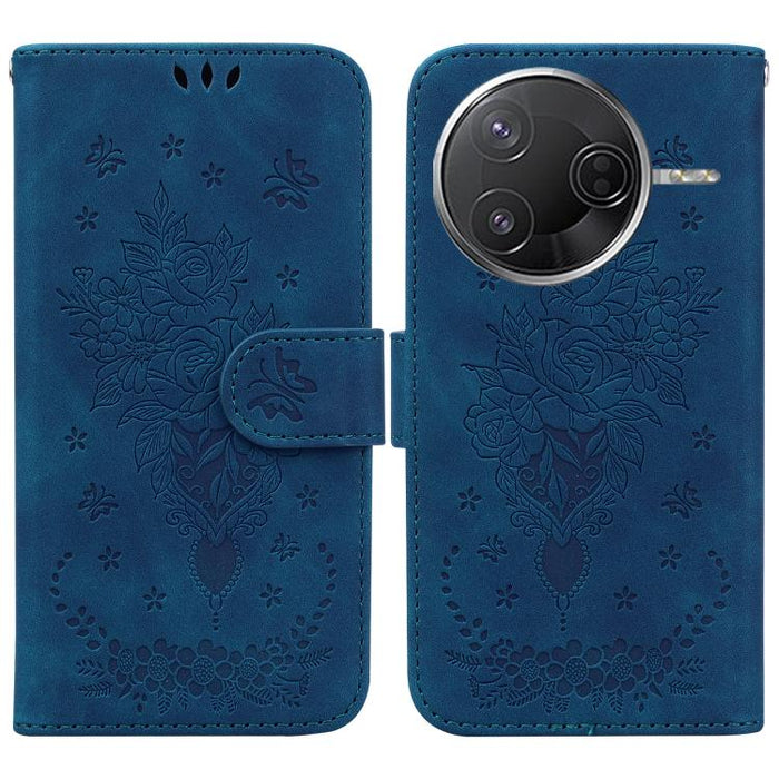 Funda para teléfono de cuero con relieve de mariposa y rosa, For Redmi A7 Pro 4G / 5G 171mm / Poco C85x 5G, For Redmi Turbo 5 Max 5G / Poco X8 Pro Max 5G, For Redmi Turbo 5 5G / Poco X8 Pro 5G, For Redmi Note 15 Pro+ 5G 163.3mm / Poco M8 Pro 5G        ...