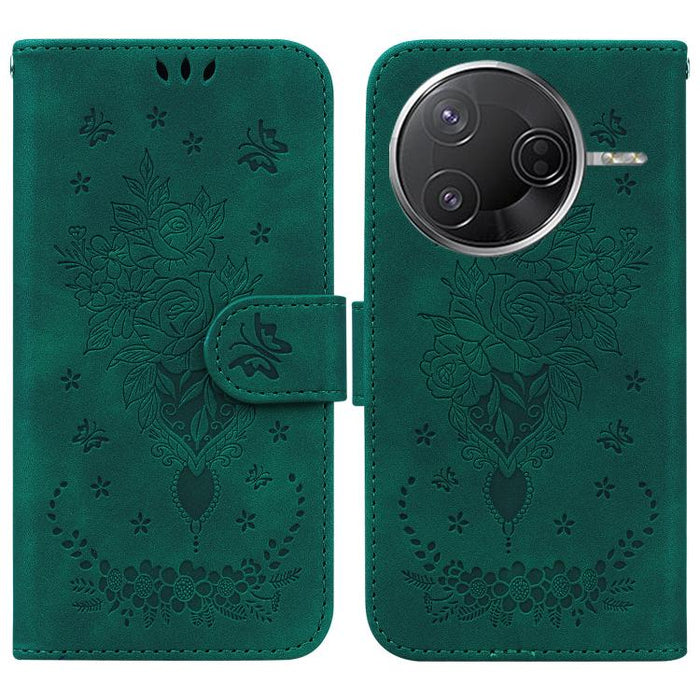 Funda para teléfono de cuero con relieve de mariposa y rosa, For Redmi A7 Pro 4G / 5G 171mm / Poco C85x 5G, For Redmi Turbo 5 Max 5G / Poco X8 Pro Max 5G, For Redmi Turbo 5 5G / Poco X8 Pro 5G, For Redmi Note 15 Pro+ 5G 163.3mm / Poco M8 Pro 5G        ...