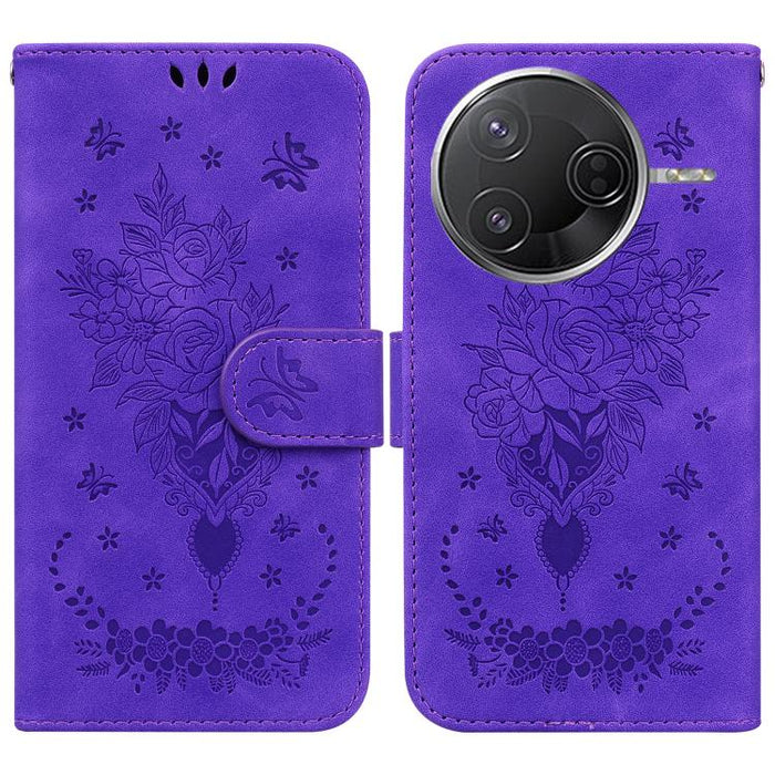 Funda para teléfono de cuero con relieve de mariposa y rosa, For Redmi A7 Pro 4G / 5G 171mm / Poco C85x 5G, For Redmi Turbo 5 Max 5G / Poco X8 Pro Max 5G, For Redmi Turbo 5 5G / Poco X8 Pro 5G, For Redmi Note 15 Pro+ 5G 163.3mm / Poco M8 Pro 5G        ...