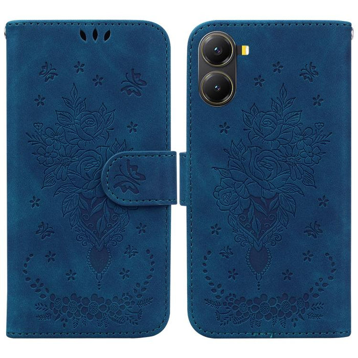 Funda para teléfono de cuero con relieve de mariposa y rosa, For Redmi A7 Pro 4G / 5G 171mm / Poco C85x 5G, For Redmi Turbo 5 Max 5G / Poco X8 Pro Max 5G, For Redmi Turbo 5 5G / Poco X8 Pro 5G, For Redmi Note 15 Pro+ 5G 163.3mm / Poco M8 Pro 5G        ...