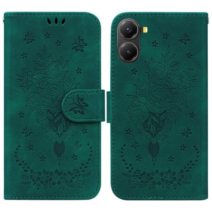 Funda para teléfono de cuero con relieve de mariposa y rosa, For Redmi A7 Pro 4G / 5G 171mm / Poco C85x 5G, For Redmi Turbo 5 Max 5G / Poco X8 Pro Max 5G, For Redmi Turbo 5 5G / Poco X8 Pro 5G, For Redmi Note 15 Pro+ 5G 163.3mm / Poco M8 Pro 5G        ...