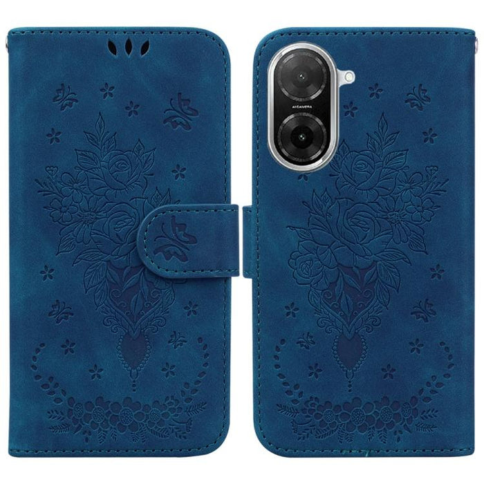 Funda para teléfono de cuero con relieve de mariposa y rosa, For Redmi A7 Pro 4G / 5G 171mm / Poco C85x 5G, For Redmi Turbo 5 Max 5G / Poco X8 Pro Max 5G, For Redmi Turbo 5 5G / Poco X8 Pro 5G, For Redmi Note 15 Pro+ 5G 163.3mm / Poco M8 Pro 5G        ...