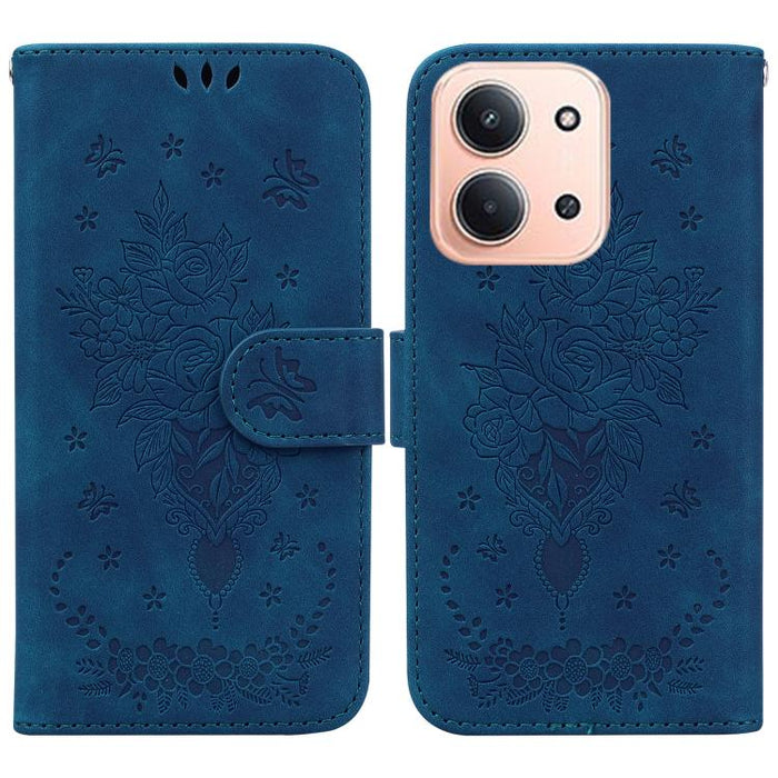 Funda para teléfono de cuero con relieve de mariposa y rosa, For Redmi A7 Pro 4G / 5G 171mm / Poco C85x 5G, For Redmi Turbo 5 Max 5G / Poco X8 Pro Max 5G, For Redmi Turbo 5 5G / Poco X8 Pro 5G, For Redmi Note 15 Pro+ 5G 163.3mm / Poco M8 Pro 5G        ...