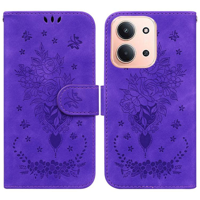 Funda para teléfono de cuero con relieve de mariposa y rosa, For Redmi A7 Pro 4G / 5G 171mm / Poco C85x 5G, For Redmi Turbo 5 Max 5G / Poco X8 Pro Max 5G, For Redmi Turbo 5 5G / Poco X8 Pro 5G, For Redmi Note 15 Pro+ 5G 163.3mm / Poco M8 Pro 5G        ...
