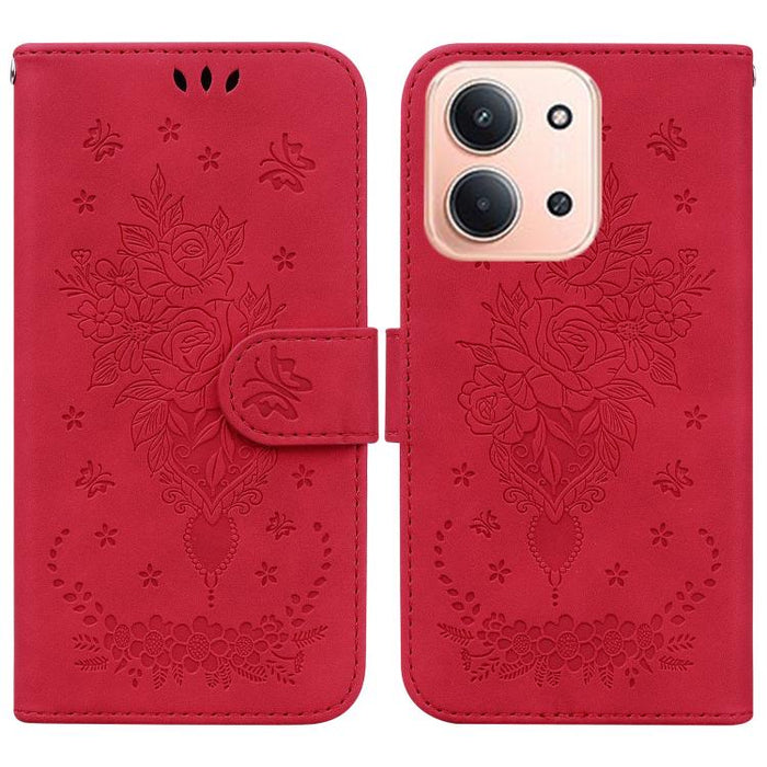 Funda para teléfono de cuero con relieve de mariposa y rosa, For Redmi A7 Pro 4G / 5G 171mm / Poco C85x 5G, For Redmi Turbo 5 Max 5G / Poco X8 Pro Max 5G, For Redmi Turbo 5 5G / Poco X8 Pro 5G, For Redmi Note 15 Pro+ 5G 163.3mm / Poco M8 Pro 5G        ...