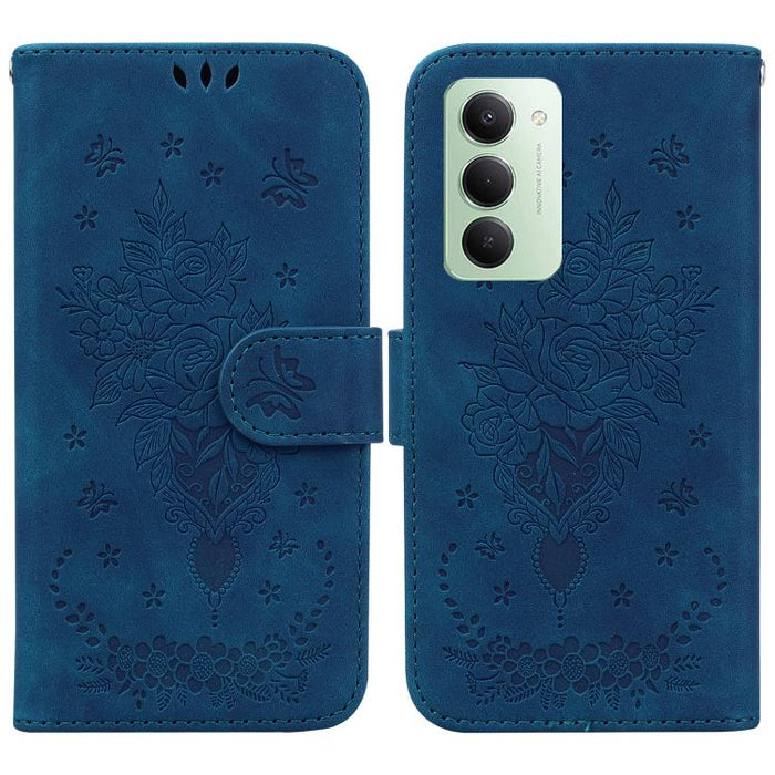 Funda para teléfono de cuero con relieve de mariposa y rosa, For Redmi A7 Pro 4G / 5G 171mm / Poco C85x 5G, For Redmi Turbo 5 Max 5G / Poco X8 Pro Max 5G, For Redmi Turbo 5 5G / Poco X8 Pro 5G, For Redmi Note 15 Pro+ 5G 163.3mm / Poco M8 Pro 5G        ...
