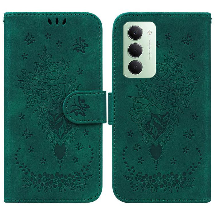 Funda para teléfono de cuero con relieve de mariposa y rosa, For Redmi A7 Pro 4G / 5G 171mm / Poco C85x 5G, For Redmi Turbo 5 Max 5G / Poco X8 Pro Max 5G, For Redmi Turbo 5 5G / Poco X8 Pro 5G, For Redmi Note 15 Pro+ 5G 163.3mm / Poco M8 Pro 5G        ...