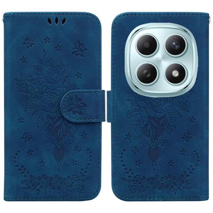 Funda para teléfono de cuero con relieve de mariposa y rosa, For Redmi A7 Pro 4G / 5G 171mm / Poco C85x 5G, For Redmi Turbo 5 Max 5G / Poco X8 Pro Max 5G, For Redmi Turbo 5 5G / Poco X8 Pro 5G, For Redmi Note 15 Pro+ 5G 163.3mm / Poco M8 Pro 5G        ...