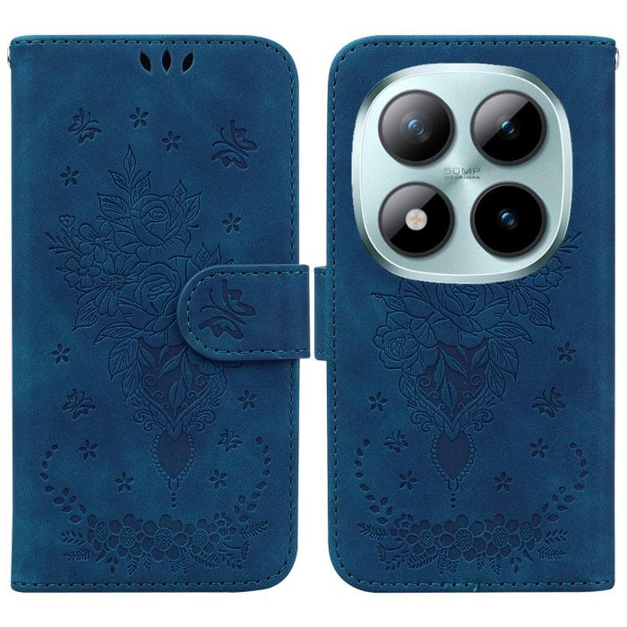 Funda para teléfono de cuero con relieve de mariposa y rosa, For Redmi A7 Pro 4G / 5G 171mm / Poco C85x 5G, For Redmi Turbo 5 Max 5G / Poco X8 Pro Max 5G, For Redmi Turbo 5 5G / Poco X8 Pro 5G, For Redmi Note 15 Pro+ 5G 163.3mm / Poco M8 Pro 5G        ...