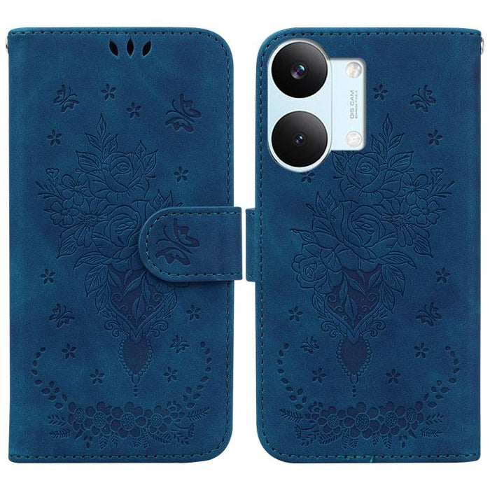 Funda para teléfono de cuero con relieve de mariposa y rosa, For Redmi A7 Pro 4G / 5G 171mm / Poco C85x 5G, For Redmi Turbo 5 Max 5G / Poco X8 Pro Max 5G, For Redmi Turbo 5 5G / Poco X8 Pro 5G, For Redmi Note 15 Pro+ 5G 163.3mm / Poco M8 Pro 5G        ...